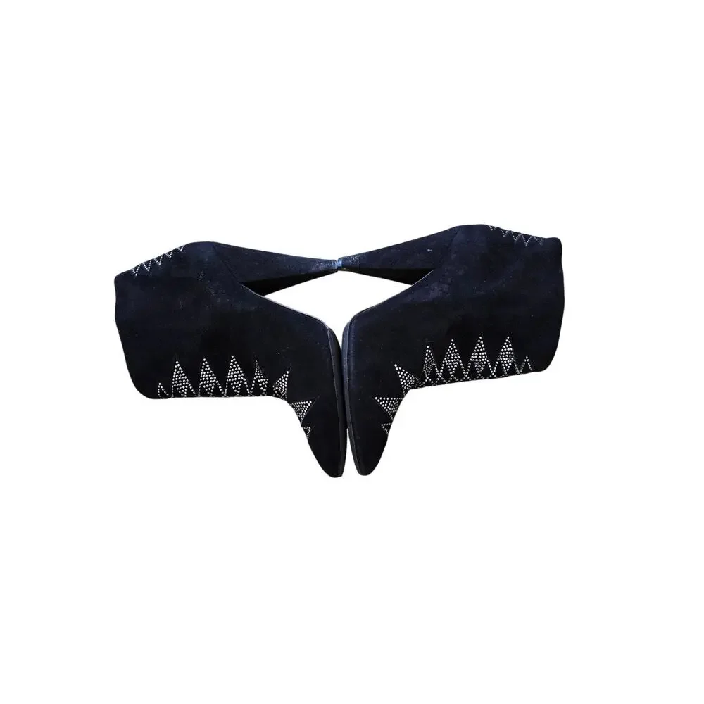 IRO Studded Embellished Suede Leather Black Kimmy Ankle Western Boots 40EU 9.5US - Picture 7 of 9